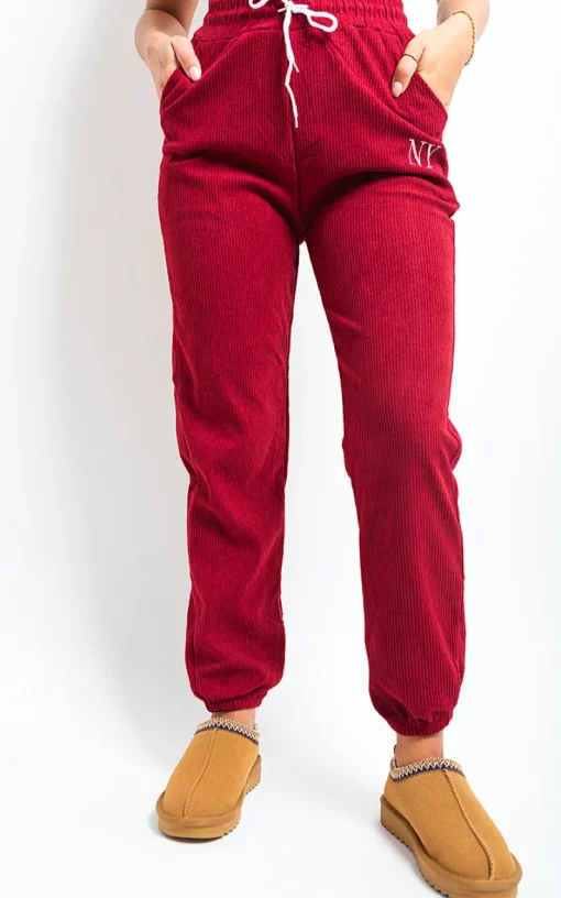 Wine Noemi High Waisted Drawstring Trouser with Pockets<IKRUSH Hot