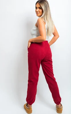 Wine Noemi High Waisted Drawstring Trouser with Pockets<IKRUSH Hot
