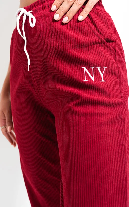 Wine Noemi High Waisted Drawstring Trouser with Pockets<IKRUSH Hot