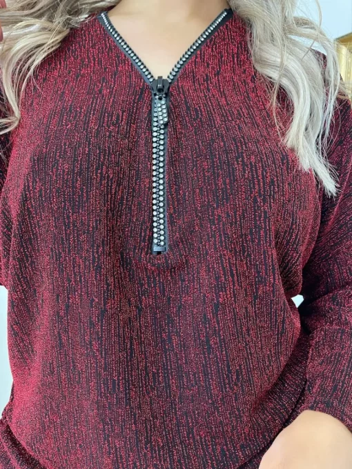 Wine Pamela Front Zip Detail Glitz Top<IKRUSH Sale