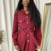 Wine Quinn Belted Shacket<IKRUSH Sale