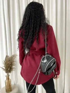 Wine Quinn Belted Shacket<IKRUSH Sale