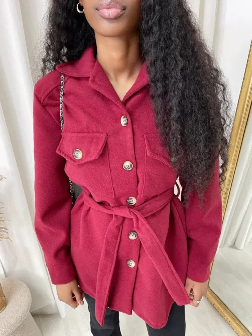 Wine Quinn Belted Shacket<IKRUSH Sale