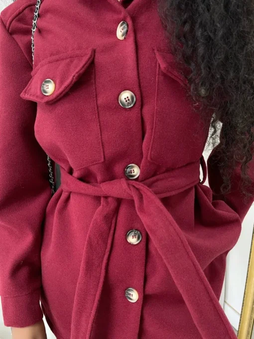 Wine Quinn Belted Shacket<IKRUSH Sale
