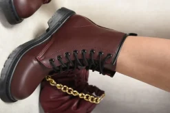 Wine Rylee Lace-Up Platform Ankle Boots<IKRUSH Outlet