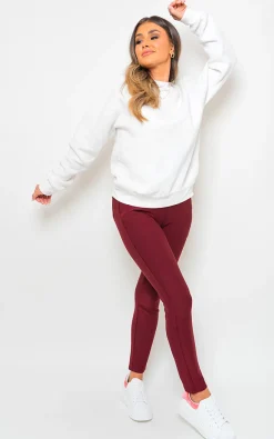 Wine Selene Wide Waistband Trouser with Front Pockets<IKRUSH Best