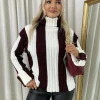 Wine Shanna Roll Neck Stripe Knitted Jumper<IKRUSH Hot