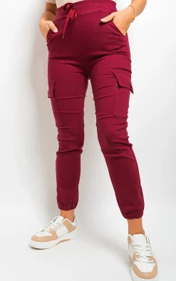Wine Sylvie Pocket Side Cargo Trouser<IKRUSH Fashion