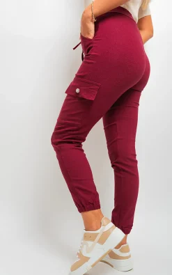 Wine Sylvie Pocket Side Cargo Trouser<IKRUSH Fashion