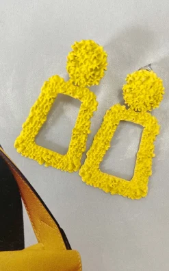 Yellow April Statement Mini Drop Earrings<IKRUSH Hot