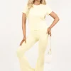 Yellow Brielle Short Sleeve T Shirt and Flared Leggings Co-ord Set<IKRUSH New