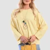 Yellow Emmy Casual Long Sleeve Loose Fit Top<IKRUSH Outlet