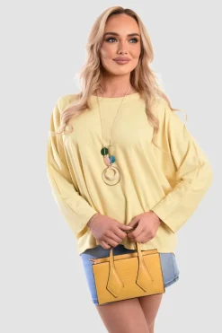 Yellow Emmy Casual Long Sleeve Loose Fit Top<IKRUSH Outlet