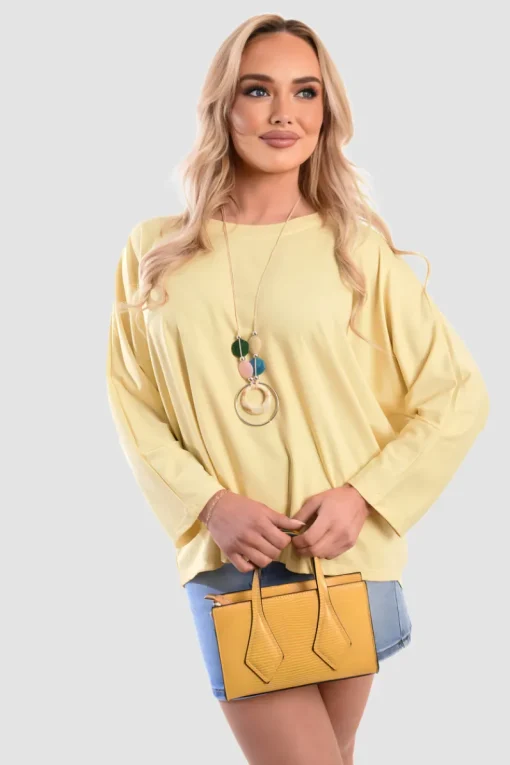 Yellow Emmy Casual Long Sleeve Loose Fit Top<IKRUSH Outlet