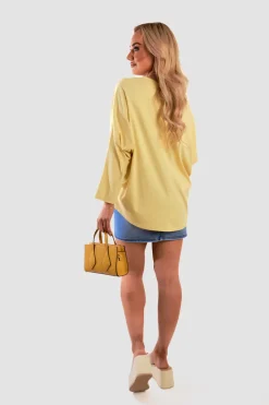 Yellow Emmy Casual Long Sleeve Loose Fit Top<IKRUSH Outlet