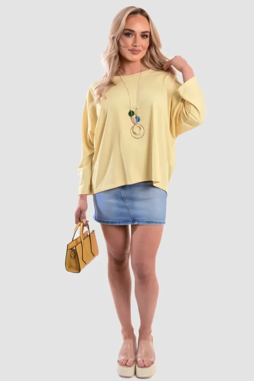 Yellow Emmy Casual Long Sleeve Loose Fit Top<IKRUSH Outlet