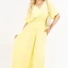 Yellow Meissa V Neck Short Sleeve Maxi Dress with Shirred Waist<IKRUSH Discount