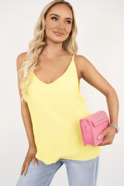 Yellow Vanya Sleeveless Scoop Neck Relaxed Fit Top<IKRUSH New