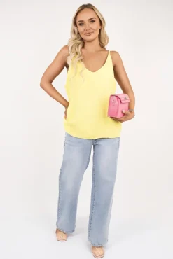 Yellow Vanya Sleeveless Scoop Neck Relaxed Fit Top<IKRUSH New