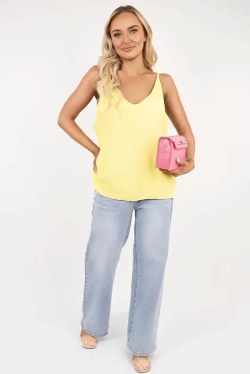 Yellow Vanya Sleeveless Scoop Neck Relaxed Fit Top<IKRUSH New