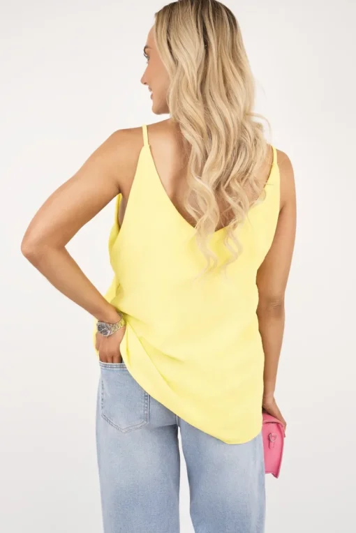Yellow Vanya Sleeveless Scoop Neck Relaxed Fit Top<IKRUSH New