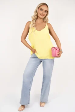 Yellow Vanya Sleeveless Scoop Neck Relaxed Fit Top<IKRUSH New