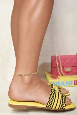 Yellow Winnie Summer Open Toe Flat Sandals<IKRUSH Best